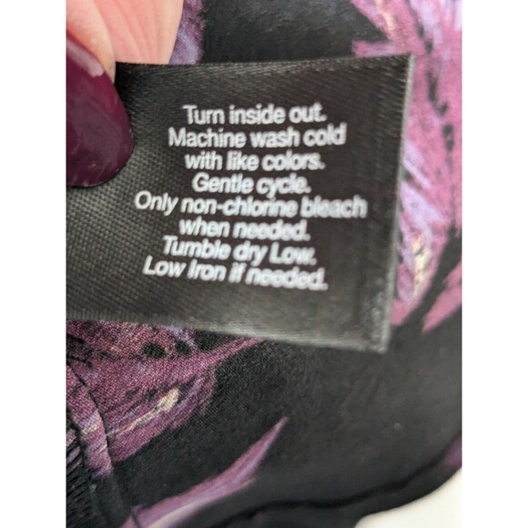 LANE BRYANT Top Women's Plus Sz 22 Blouse Black Purple Laceup Boho Peasant Shirt - Picture 13 of 15